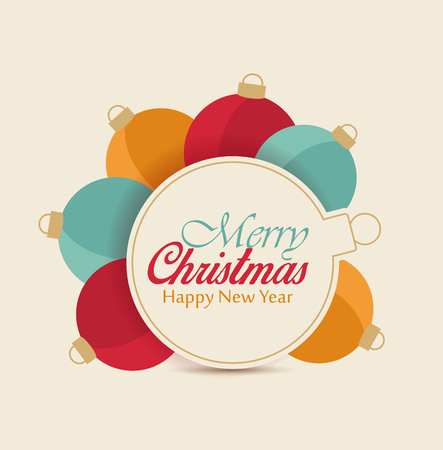 Christmas balls on light background, Merry Christmas cardのイラスト素材