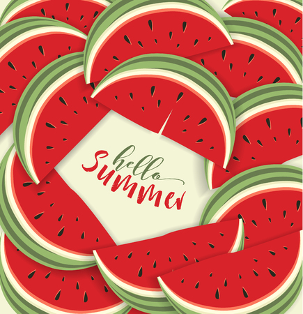Hello summer card with melonのイラスト素材