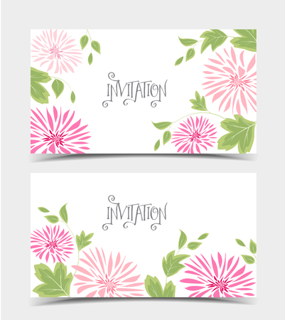 Background of pink flowers and leavesのイラスト素材