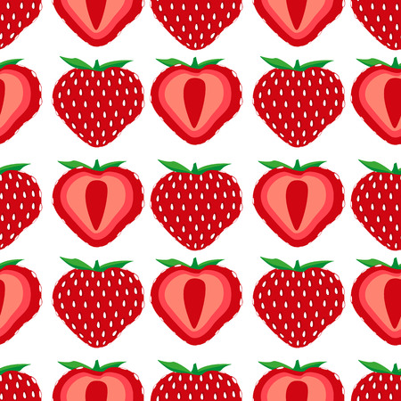 Vector illustration seamless pattern of strawberry fruit. Background with fruitsのイラスト素材