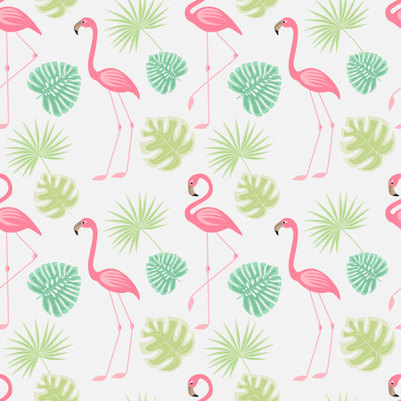 Vector illustration seamless pattern of a pink flamingo. Background with bird flamingosのイラスト素材