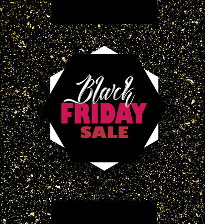 Vector illustration Black Friday Sale background golden glitter texture, invitation, posters, brochure, bannersのイラスト素材