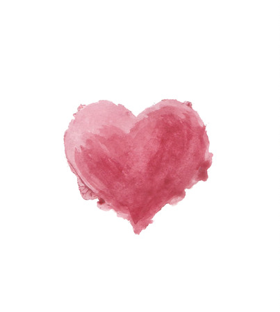 Watercolor painted red heart on white background. Vector illustrationのイラスト素材