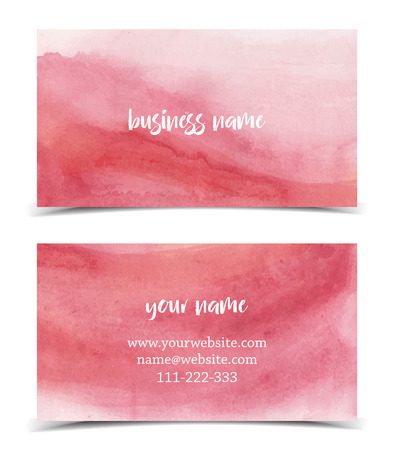 Set of vector business card watercolor design, hand drawn illustrationのイラスト素材
