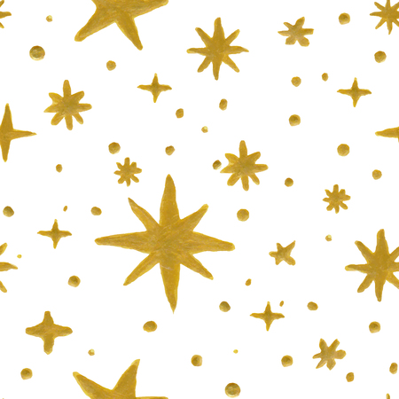 Watercolor seamless pattern with hand drawn painted stars. Vector illustrationのイラスト素材