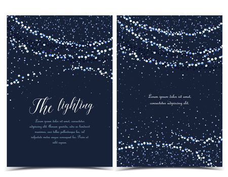 Vector illustration of light cords on a dark background. String Lights. Cheerful party and celebrationのイラスト素材