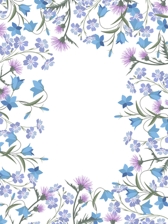 Vector illustration of colorful flowers. Floral decorations on a white background.のイラスト素材
