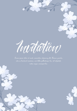 Vector illustration white flowers on a grey background. Greeting cardsのイラスト素材