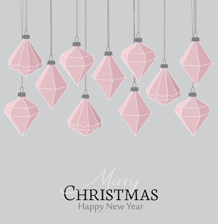Vector illustration of Christmas balls on a bright background. Merry Christmas cardのイラスト素材