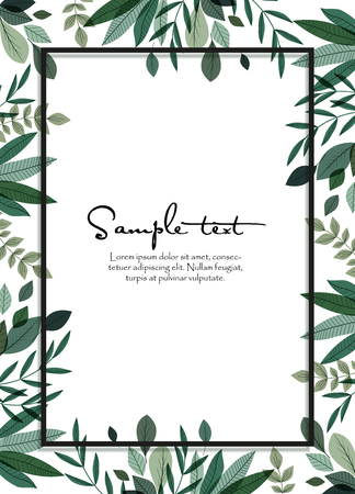 Vector illustration of green leaves. Natural background with place for textのイラスト素材