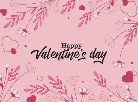 Vector illustration of flowers on a colorful background. Happy Valentine s Dayのイラスト素材