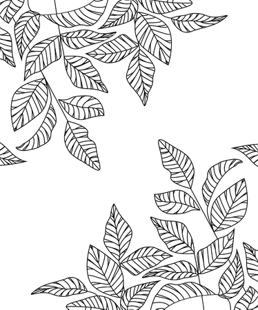 Vector illustration Natural background with silhouette leaves. Fresh leavesのイラスト素材