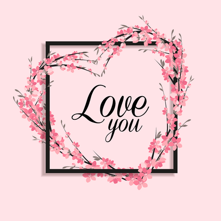 Vector illustration of a flower shaped heart. Flower decoration of sakuraのイラスト素材