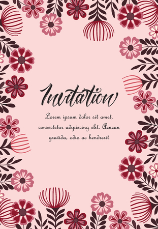 Vector illustration of a flowers with leaves. Floral background. Greeting cardsのイラスト素材