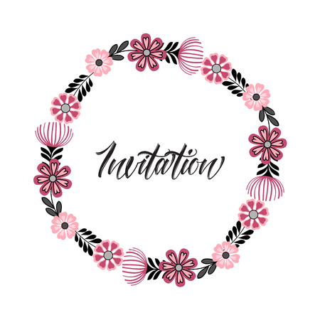 Vector illustration of a flowers with leaves. Floral frame. Greeting cardsのイラスト素材
