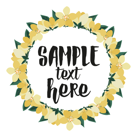 Vector illustration of floral frames. Hello summer, yellow flowerのイラスト素材