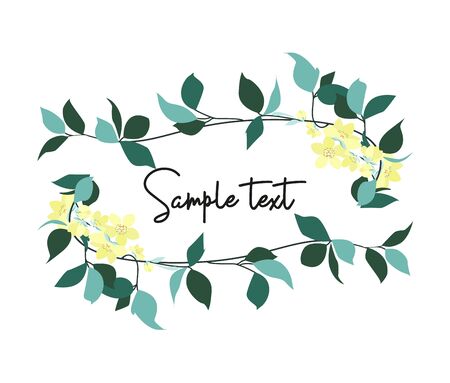 Vector illustration of decoration leaves. Nature background with a text frameのイラスト素材