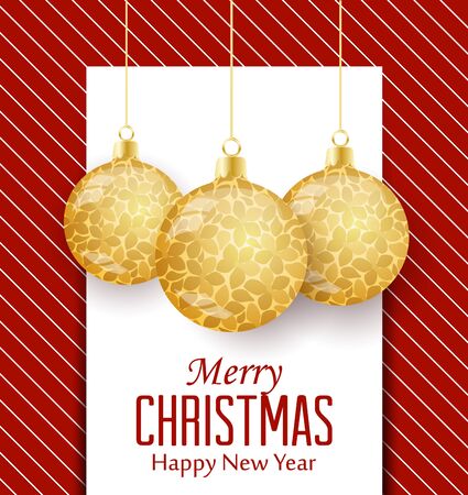 Vector illustration of decorative Christmas balls, ornaments. Christmas background, cardのイラスト素材