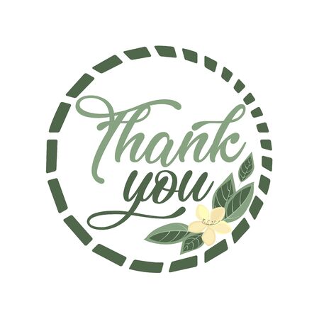 Vector illustration of greeting card with flowers. Decorative background with Thank you textのイラスト素材