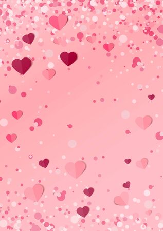 Vector illustration background with hearts. Beautiful confetti hearts falling on background. Invitation Template Background Designのイラスト素材