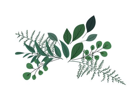 Vector illustration Natural background with green leaves. Fresh green leavesのイラスト素材