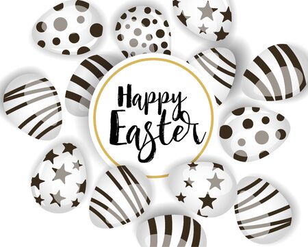 Vector illustration Happy Easter background. Top view of easter eggs. Greeting cards and decoration for Easterのイラスト素材