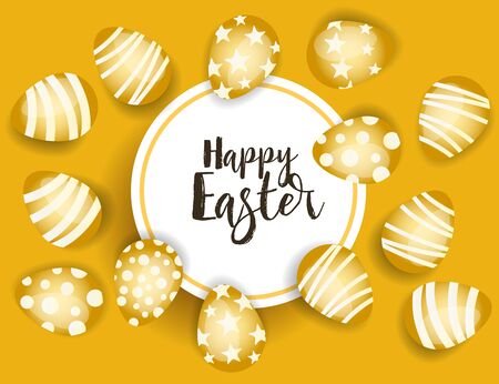 Vector illustration Happy Easter background. Top view of easter eggs. Greeting cards and decoration for Easterのイラスト素材
