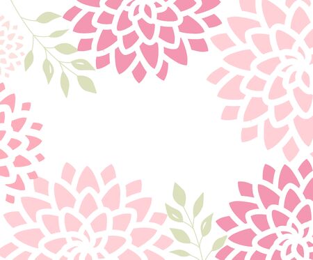Vector illustration pink flowers on a white background. Background with flower and leaf decorationのイラスト素材