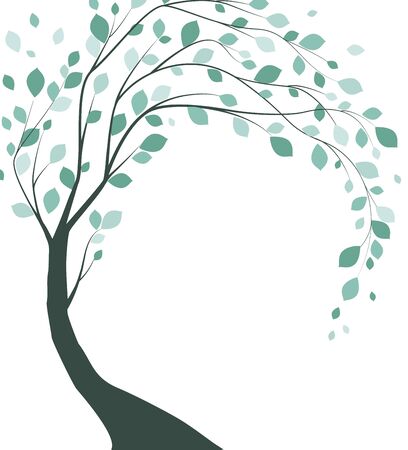 Vector illustration of a tree with leaves on a white backgroundのイラスト素材