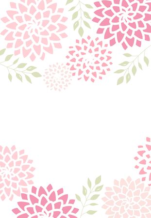 Vector illustration pink flowers on a white background. Background with flower and leaf decorationのイラスト素材