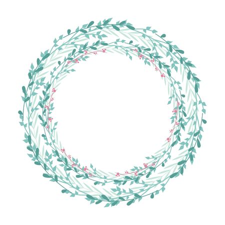 Natural frame, romantic decoration branches with leavesのイラスト素材