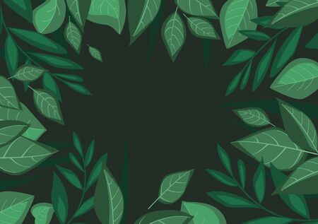 Vector illustration of decoration branches with leaves and grass, nature background with place for textのイラスト素材