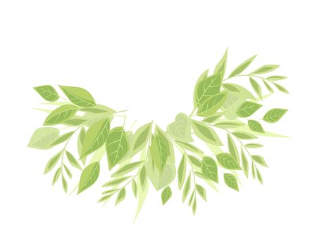 Vector illustration background with green leaves. Nature background with place for textのイラスト素材