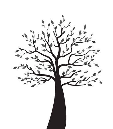 Vector illustration of a tree with leaves on a white backgroundのイラスト素材