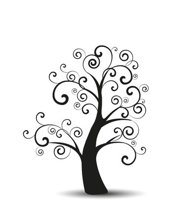 Vector illustration of decorative tree, natural silhouette on a white backgroundのイラスト素材
