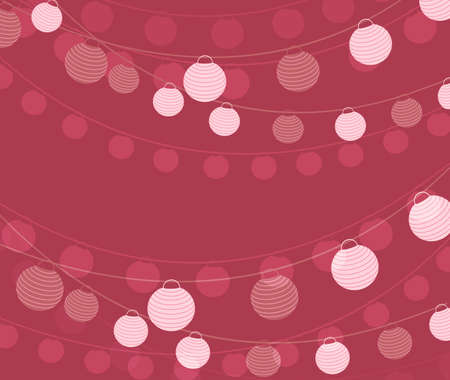 Vector illustration of chain of lanterns. Invitation card, party celebration. Template Background Designのイラスト素材