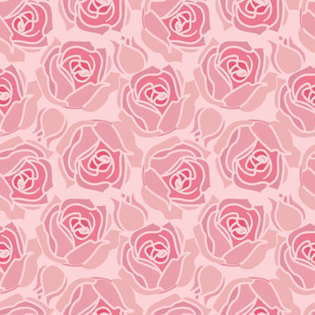 Vector Illustration flower. Seamless pattern with pink rose. Nature backgroundのイラスト素材