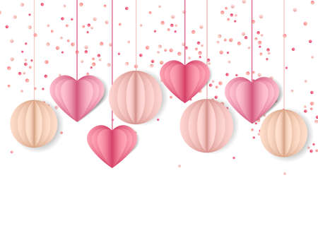 Vector illustration background with hearts. Beautiful confetti hearts falling on background. Invitation Template Background Designのイラスト素材