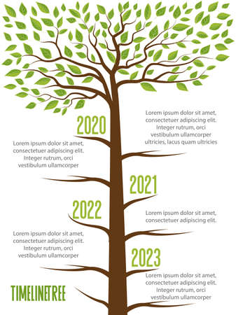 Timeline shaped tree with space for your text. Vector illustration of a tree with leavesのイラスト素材