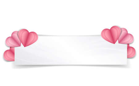 Vector illustration web banner with hearts. Invitation Template Background Design, Valentines Day or Mothers Dayのイラスト素材