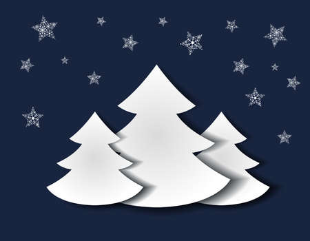 Vector Christmas background, Merry Christmas card with Christmas tree with snowflakesのイラスト素材