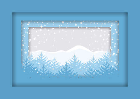 Vector illustration of winter landscape. Christmas background trees. Merry Christmas cardのイラスト素材
