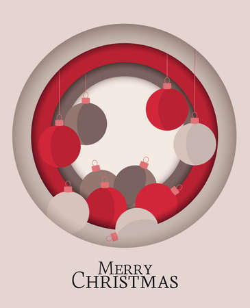 Vector illustration of decorative Christmas balls, ornaments. Christmas background. Merry Christmas cardのイラスト素材