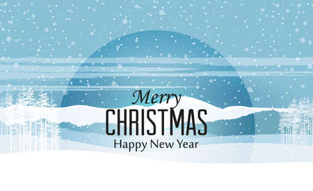 Vector illustration of a Christmas landscapes. Happy Christmas greeting cardのイラスト素材
