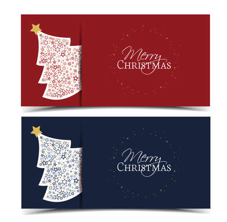 Vector illustration of a Christmas tree decoration made from stars. Happy Christmas background, bannersのイラスト素材