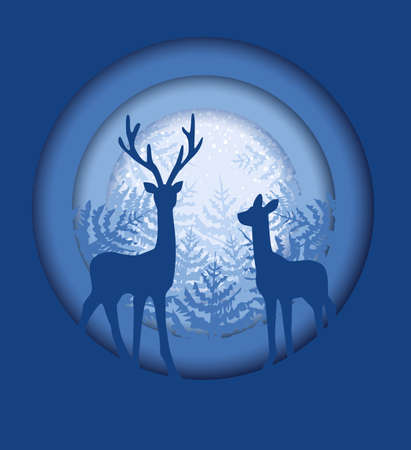 Vector illustration of winter landscape. Christmas background trees. Merry Christmas cardのイラスト素材