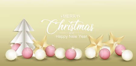 Vector illustration of Christmas balls. Christmas decoration background. Merry Christmas and Happy New Yearのイラスト素材