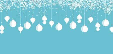 Vector Christmas balls on a blue background, Merry Christmas cardのイラスト素材