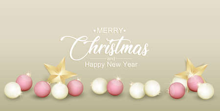 Vector illustration of Christmas balls. Christmas decoration background. Merry Christmas and Happy New Yearのイラスト素材