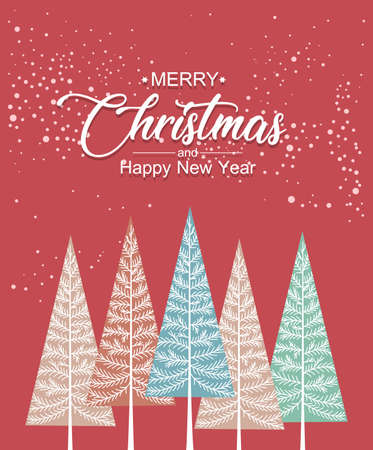 Vector illustration of a Christmas tree. Happy Christmas greeting cardのイラスト素材